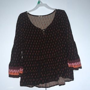 Flare Sleeve Brown Top